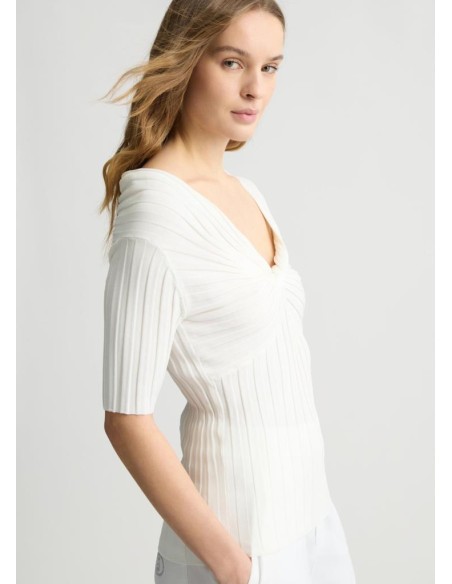 Liu Jo Donna Top in Maglia con Scollatura Off The Shoulder e Nodo  | M