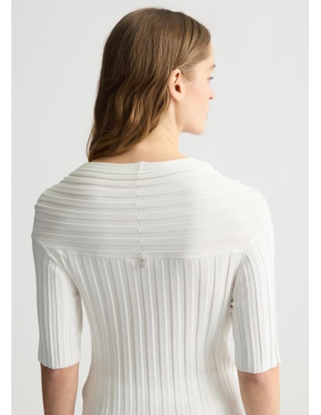 Liu Jo Donna Top in Maglia con Scollatura Off The Shoulder e Nodo  | M