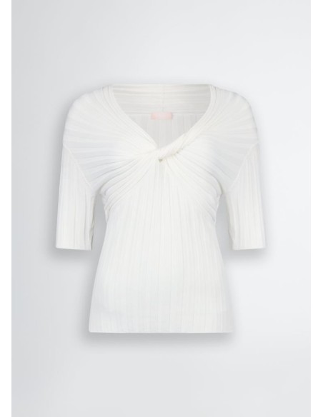 Liu Jo Donna Top in Maglia con Scollatura Off The Shoulder e Nodo  | M