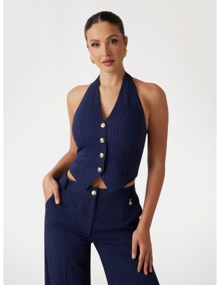Gilet Scollo all’Americana Marciano Guess – Eleganza Gessata con Retro in Pizzo