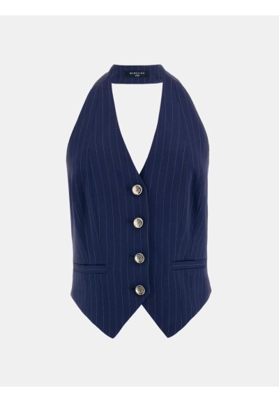 Gilet Scollo all’Americana Marciano Guess – Eleganza Gessata con Retro in Pizzo