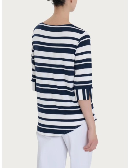 Maglietta a Strisce Donna Ragno – Maniche 3 4 in Viscosa Summer  | Mar