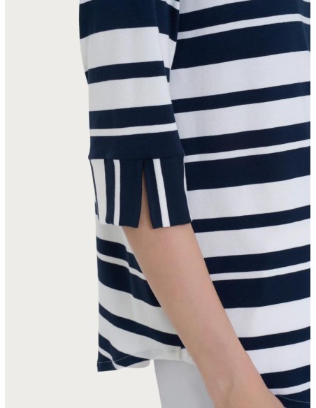 Maglietta a Strisce Donna Ragno – Maniche 3 4 in Viscosa Summer  | Mar