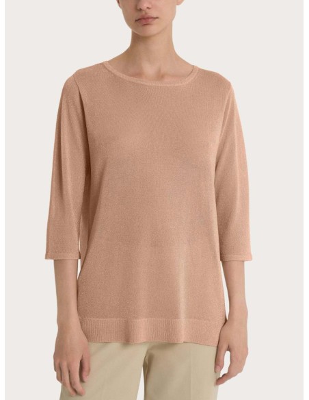 Maglia Donna in Crêpe Lurex Ragno – Manica 3 4 e Collo a Barchetta  | 