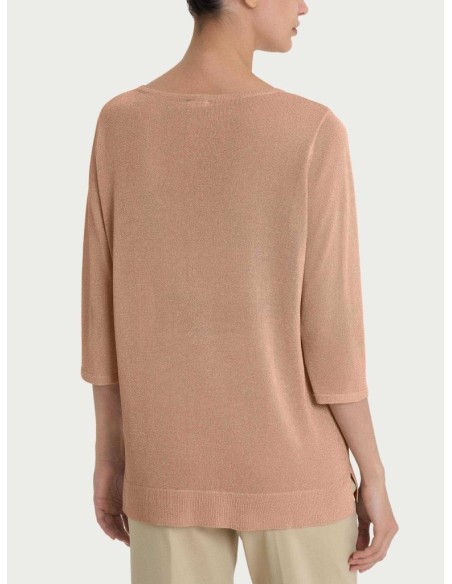Maglia Donna in Crêpe Lurex Ragno – Manica 3 4 e Collo a Barchetta  | 