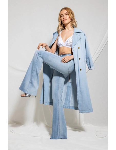 Relish Trench Blanca_20 – Denim con Strass e Cintura Coordinata  | Mar