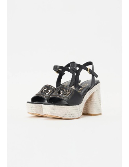 Sandalo Formal in Misto Pelle con Tacco in Corda Intrecciata – Guess  