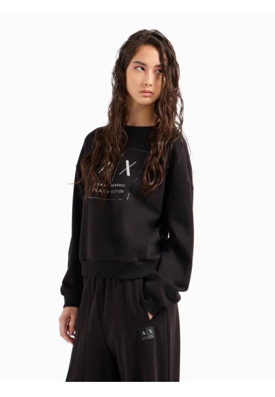 Felpa Girocollo Armani Exchange con Stampa Logo e Dettagli Metal  | Ma
