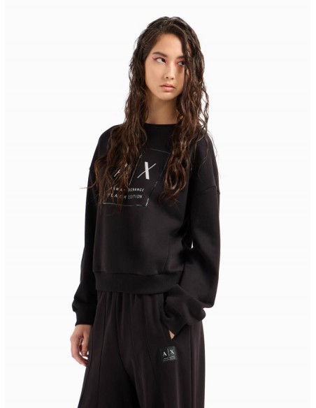 Felpa Girocollo Armani Exchange con Stampa Logo e Dettagli Metal  | Ma