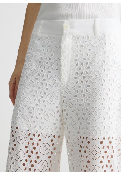 Liu Jo – Pantaloni Cropped Donna in Cotone con Ricami in Pizzo San Gal