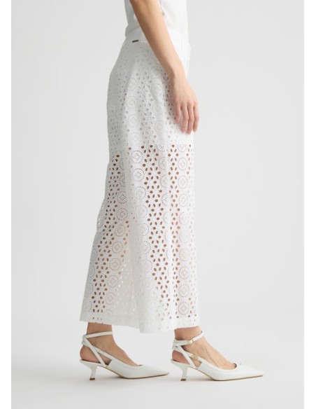 Liu Jo – Pantaloni Cropped Donna in Cotone con Ricami in Pizzo San Gal