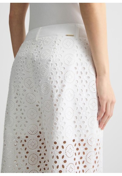 Liu Jo – Pantaloni Cropped Donna in Cotone con Ricami in Pizzo San Gal