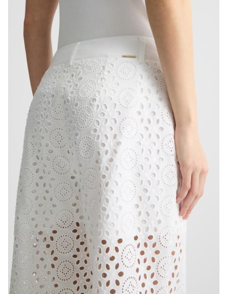 Liu Jo – Pantaloni Cropped Donna in Cotone con Ricami in Pizzo San Gal