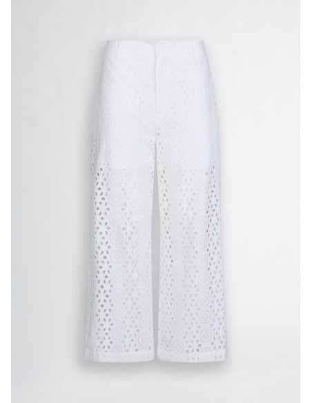 Liu Jo – Pantaloni Cropped Donna in Cotone con Ricami in Pizzo San Gal