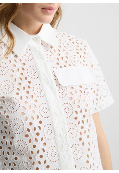 Liu Jo – Camicia Cropped in Cotone con Ricami in Pizzo San Gallo  | Ma