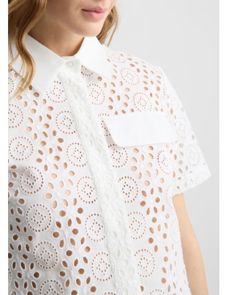 Liu Jo – Camicia Cropped in Cotone con Ricami in Pizzo San Gallo  | Ma