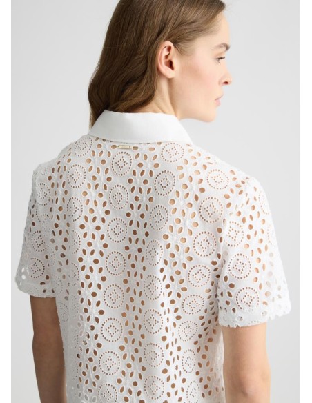 Liu Jo – Camicia Cropped in Cotone con Ricami in Pizzo San Gallo  | Ma