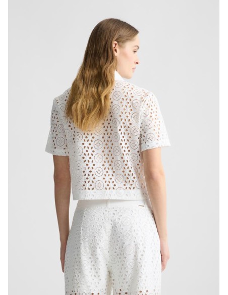 Liu Jo – Camicia Cropped in Cotone con Ricami in Pizzo San Gallo  | Ma