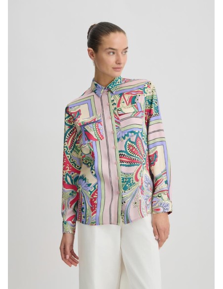 Liu Jo – Camicia in Raso Multicolor con Stampa Foulard  | Mariadesole.