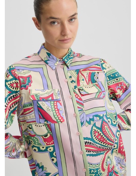 Liu Jo – Camicia in Raso Multicolor con Stampa Foulard  | Mariadesole.