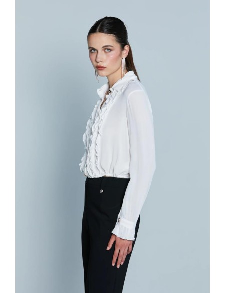 Relish – Camicia CHISY con Volant, Coulisse e Bottoni Gioiello  | Mari