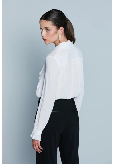 Relish – Camicia CHISY con Volant, Coulisse e Bottoni Gioiello  | Mari