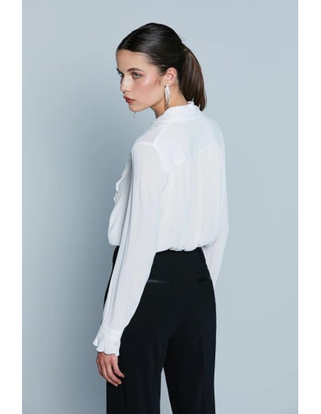 Relish – Camicia CHISY con Volant, Coulisse e Bottoni Gioiello  | Mari
