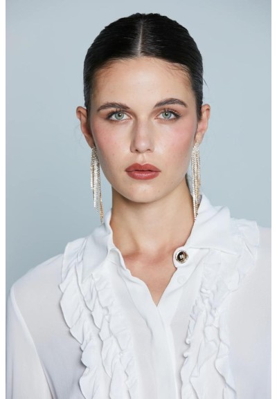 Relish – Camicia CHISY con Volant, Coulisse e Bottoni Gioiello  | Mari