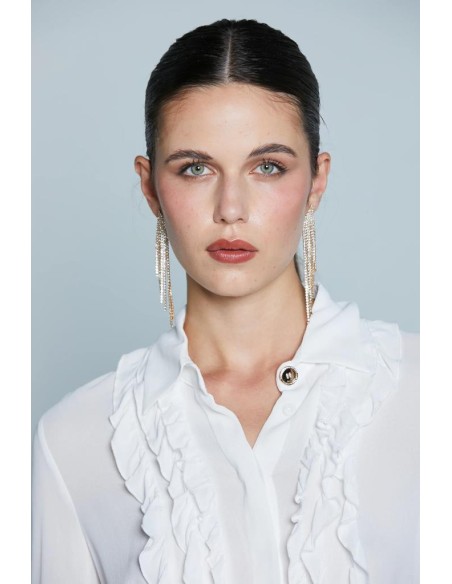 Relish – Camicia CHISY con Volant, Coulisse e Bottoni Gioiello  | Mari