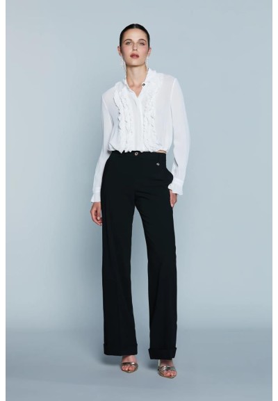 Relish – Camicia CHISY con Volant, Coulisse e Bottoni Gioiello  | Mari