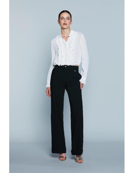 Relish – Camicia CHISY con Volant, Coulisse e Bottoni Gioiello  | Mari