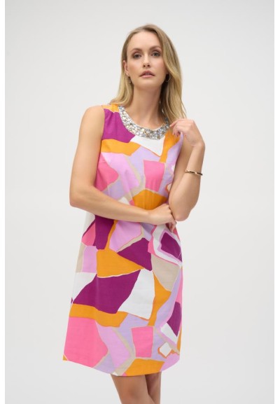 Joseph Ribkoff – Abito Trapezio con Stampa Astratta in Popeline  | Mar