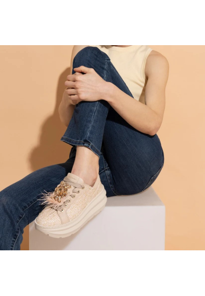 Lorenzo Mari – Sneakers New Veronica in Rafia e Pelle  | Mariadesole.i