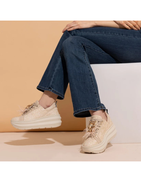 Lorenzo Mari – Sneakers New Veronica in Rafia e Pelle  | Mariadesole.i
