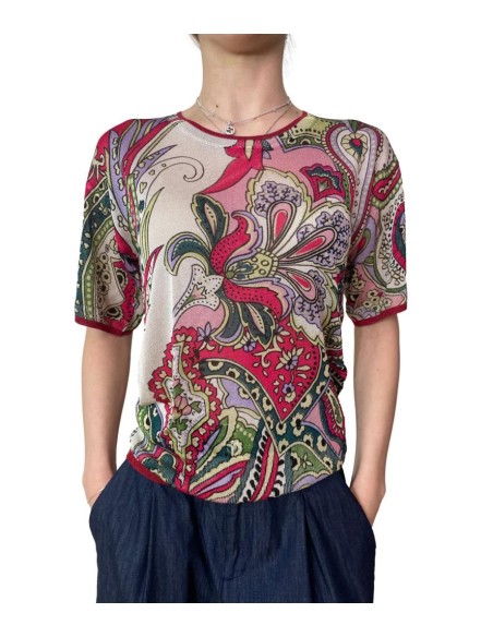Liu Jo – T-shirt in Maglia Stampata con Dettagli Lurex®  | Mariadesole