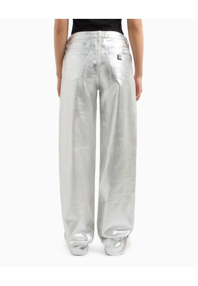 Pantaloni Donna Armani Exchange in Cotone Rigido Metallizzato – Look A