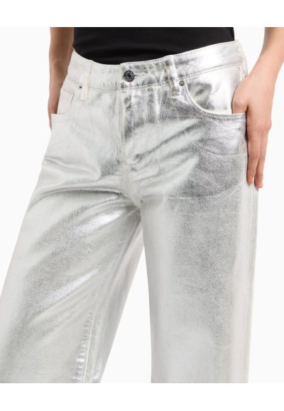 Pantaloni Donna Armani Exchange in Cotone Rigido Metallizzato – Look A