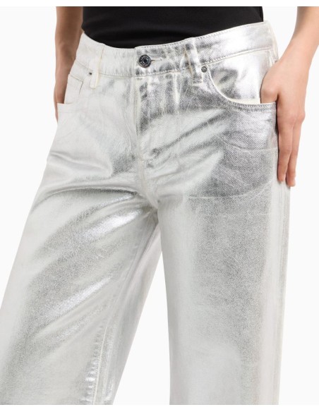 Pantaloni Donna Armani Exchange in Cotone Rigido Metallizzato – Look A