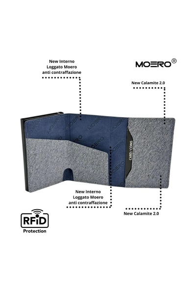 Portafoglio Moero Pro Classic in Tessuto Jeans – Chiusura Magnetica e 