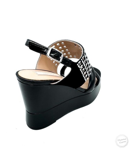 Sandalo donna Liu Jo nero con zeppa alta 9 cm  | Mariadesole.it