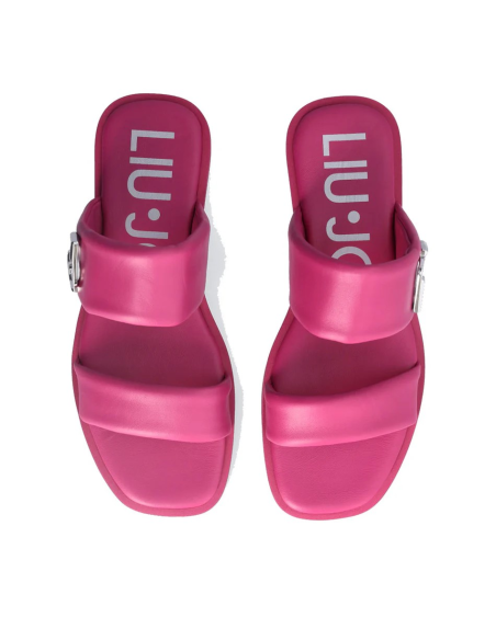 Sandalo flat donna Liu Jo Iman in pelle fuxia  | Mariadesole.it