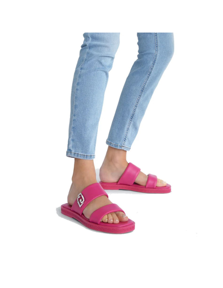 Sandalo flat donna Liu Jo Iman in pelle fuxia  | Mariadesole.it