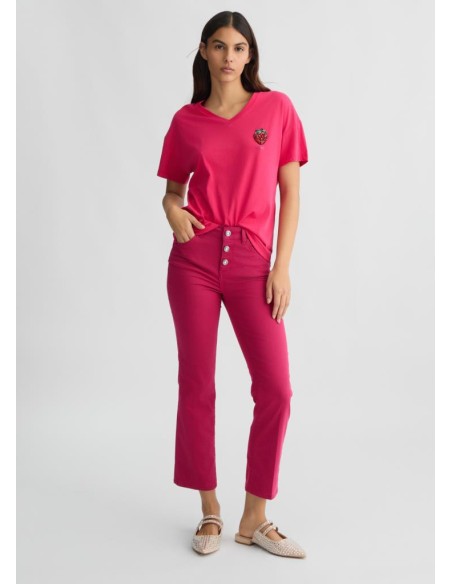 Liu Jo Pantaloni Donna Cropped Vita Alta Bottom Up – Gamba Flare con S