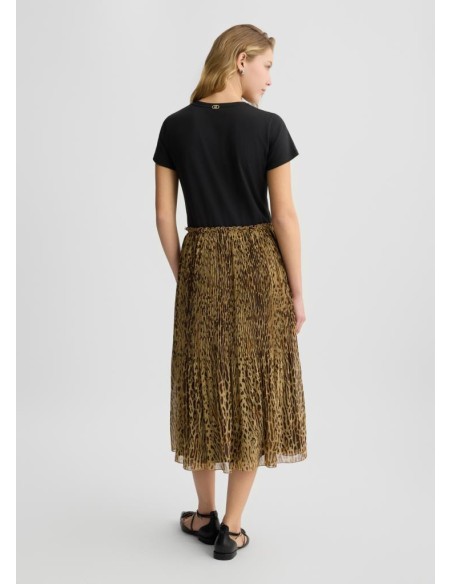 Abito lungo animalier Liu Jo in jersey e georgette  | Mariadesole.it